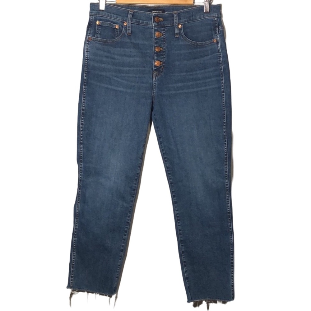 J. CREW | Vintage Straight Button Fly Raw Hem Denim Blue Jeans size 29 - Picture 3 of 14